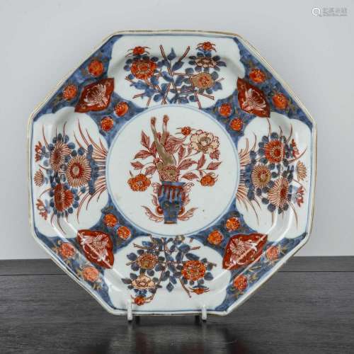 Octagonal Arita plate Japanese, 19th Century painted with a ...