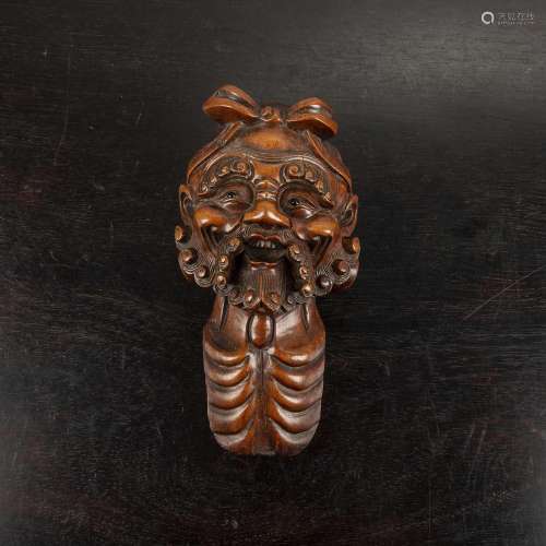 Carved boxwood head Japanese, Meiji period the bearded figur...
