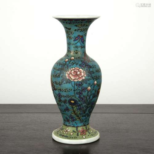 Takeuchi Chubei vase Japanese, Meiji period of blue ground w...