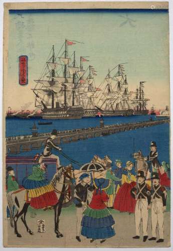 Utagawa Yoshitomi (Active 1868-1880) Port of London, England...
