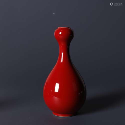 50-80年代  红釉蒜头瓶