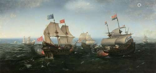 Hendrik VROOM Haarlem, vers 1562 - 1640Combat navalHuile sur...