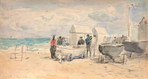 Eugène BOUDIN Honfleur, 1824 - Paris, 1898Les canots sur la ...