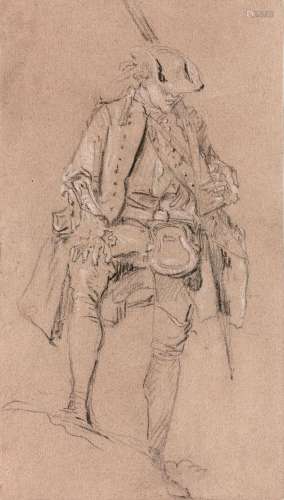 Nicolas LANCRET Paris, 1690 - 1743Etude de chasseurCrayon no...