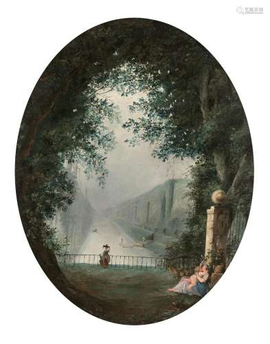 Hubert ROBERT Paris, 1733 - 1808Perspective dans un parc ani...