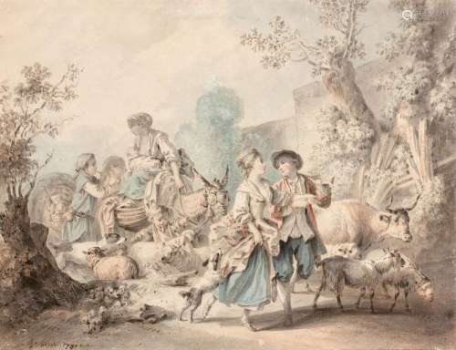 Jean-Baptiste HUET Paris, 1745-1811Le départ d'une foirePlum...