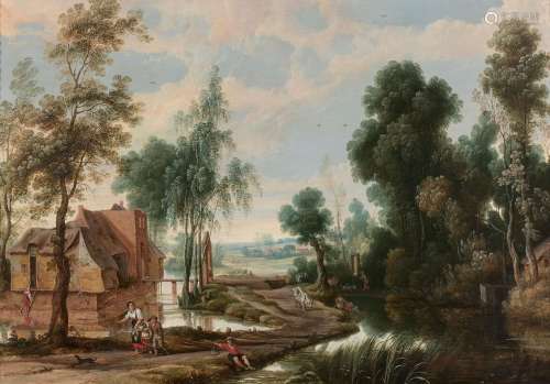 Jan WILDENS Anvers, vers 1585 - 1653Paysage fluvial animé de...