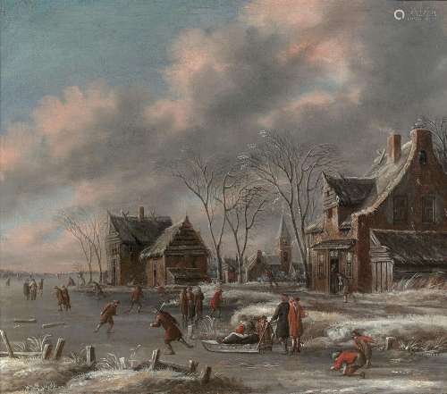 Thomas HEEREMANS Haarlem, 1641 - 1694Patineurs en hiverHuile...