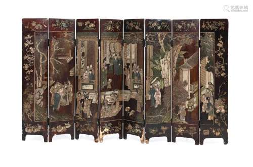 A Chinese eight-panel coromandel lacquer screen