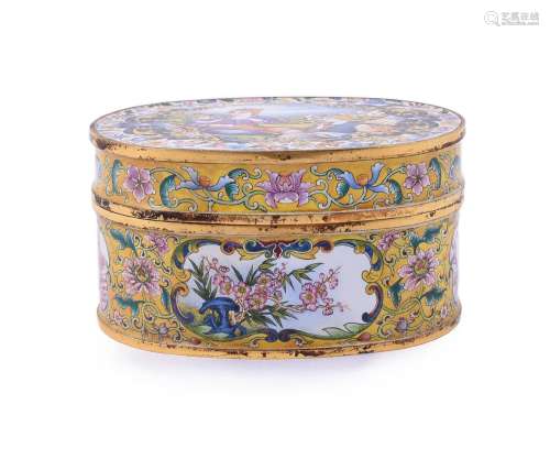 A Chinese canton enamel 'European Subject' box and cover