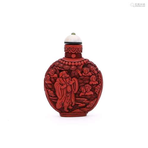 A Chinese cinnabar lacquer snuff bottle