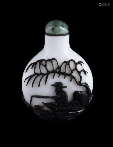 A Chinese black overlay glass snuff bottle