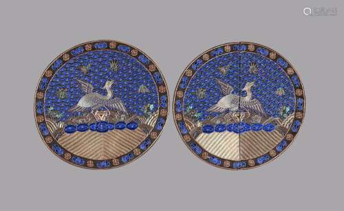 A pair of Chinese Ladies roundel rank badges