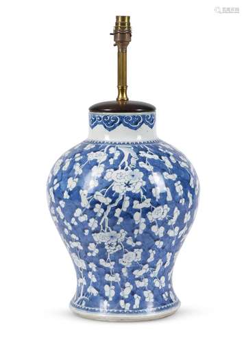 A Chinese blue and white baluster vase