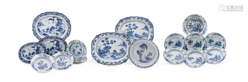 Six Chinese blue and white soup bowls