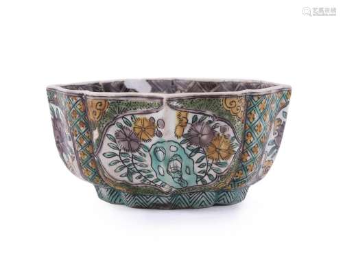 A Chinese Famille Verte lobed bowl