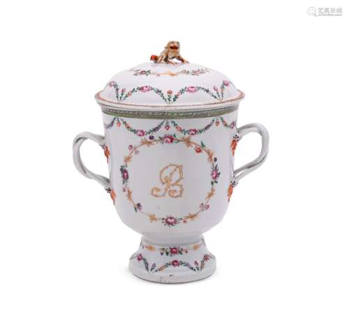 A Chinese Export two-handled cup and cover