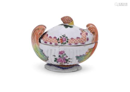 A decorative famille rose tureen and cover