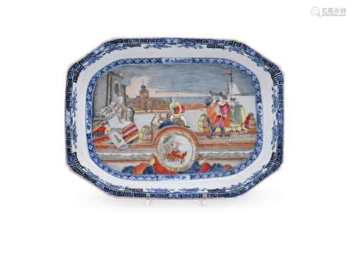 A very unusual Chinese Export rectangular serving dish
