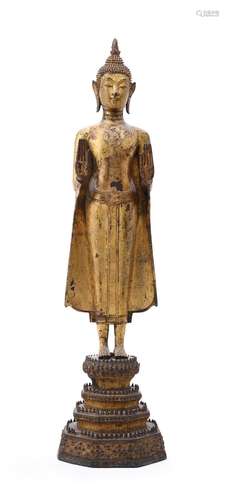 A Thai bronze standing Buddha