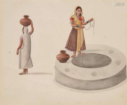 A Company School Painting of Women at a Village Well