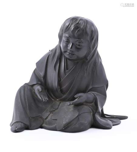 Ryomin: A Japanese Cast Bronze Figure of a Shojo