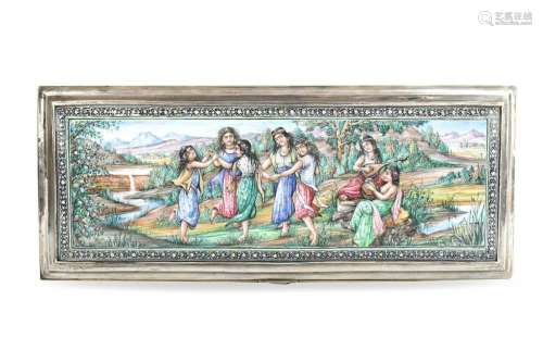 Chinese Export Silver Enameled Covered Box, Qing D