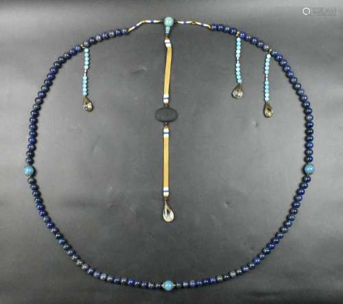 Chinese Court Necklace w/ Lapis,Turquoise &Crystal