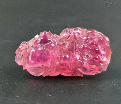 Chinese Tourmaline Carved Toggle, Qing Dynasty