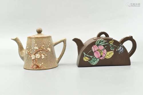 Chinese Zisha Enamel and Ge Glazed Teapot, Qing D.