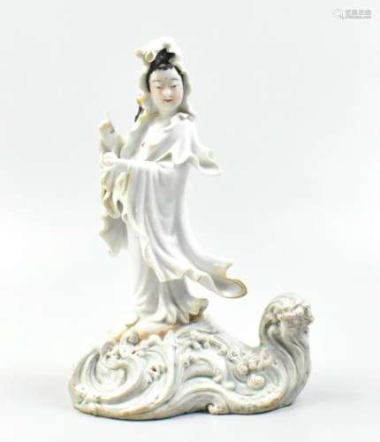 Chinese Porcelain Guanyin Figure on Wave,ROC P.