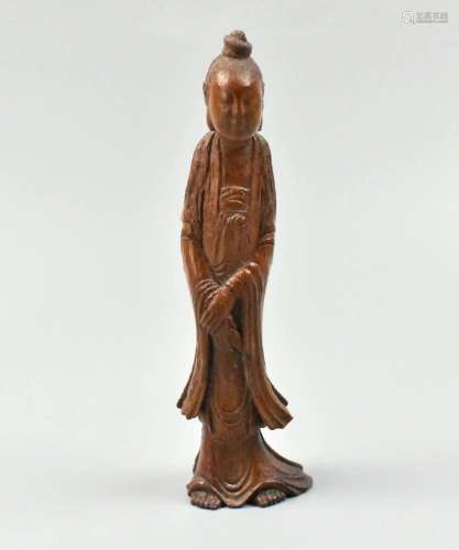 Chinese Bamboo Carved Guanyin Figure, Qing Dynasty