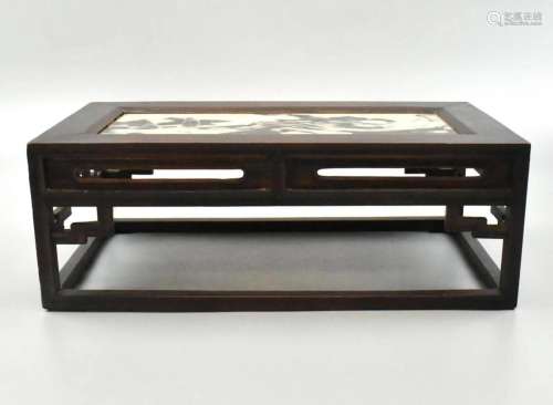 Chinese Hardwood Stand With Dream Stone