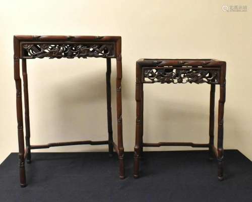 2 Chinese Nest Wooden Stand, Qing Dynasty