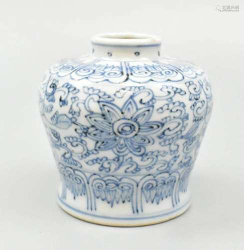 Chinese Blue & White Jar w/ Lotus, 19th C.