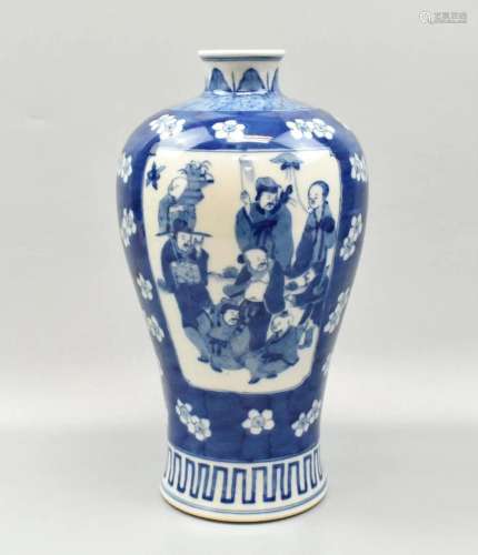 Chinese Blue &White Vase w/ Eight Immortals,19th C