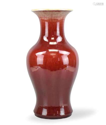 Chinese Red Glazed Guanyin Vase ,19th C.
