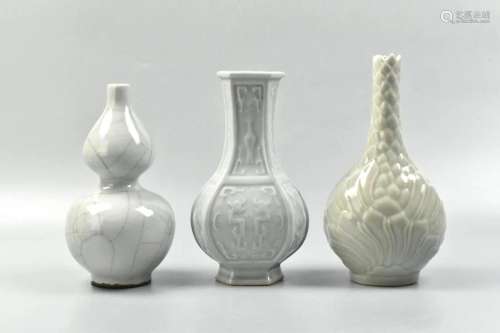3 Chinese Celadon Porcelain Vases, ROC Period