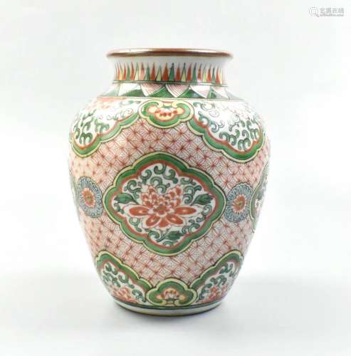Small Chinese Famille Verte Jar ,19th C.