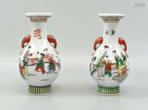 2 Chinese Famille Verte Figure Vase,ROC Period