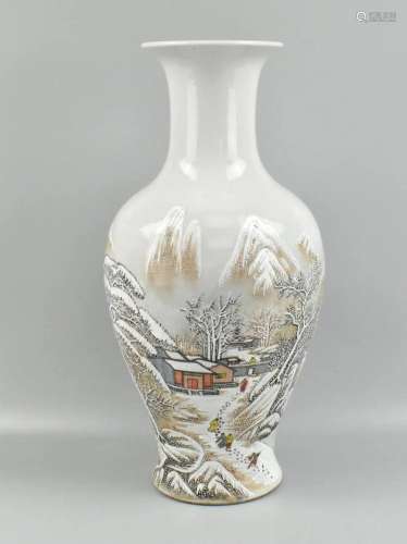 Chinese Enamel Vase w/ Snow Scene,20th C.