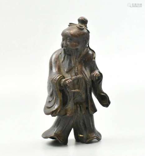 Chinese Bronze Cast of Elder, Qing Dynasty