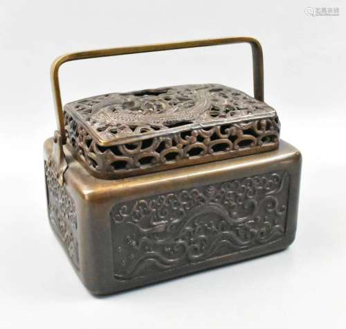 Large Chinese Bronze Hand Warmer, Qing Dynasty