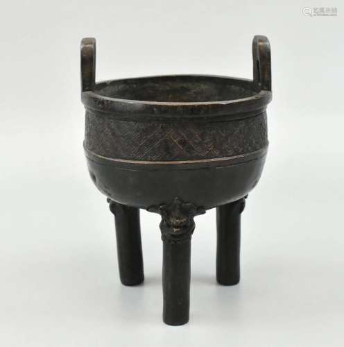 Chinese Bronze Tripod Censer, Ming Dynasty