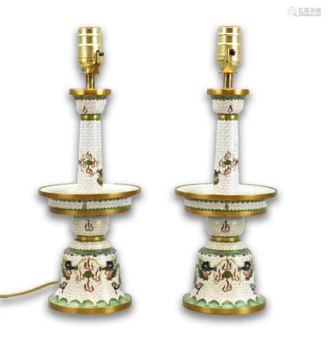 Pair of Chinese Cloisonne Candle Stick,ROC Period