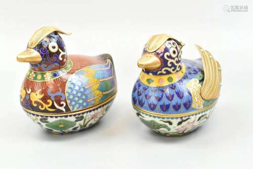 Pair of Chinese Cloisonne Ducks,20th C.