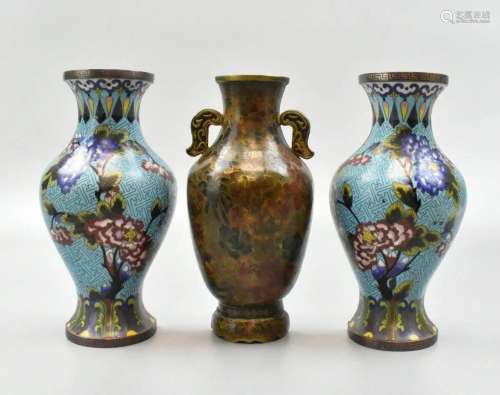 3 Chinese Cloisonne Wall Vase,Qing Dynasty
