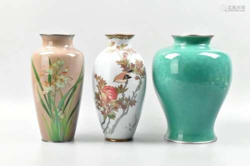Three Japanese Cloisonne Vases,Meiji Period