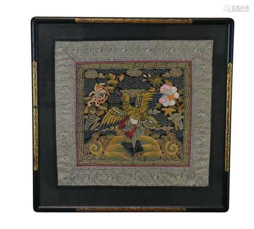 Chinese Framed Embrodeiry Buzi, Qing Dynasty