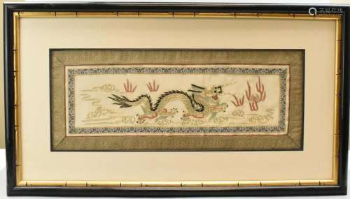 Chinese Framed Embroidery of Dragon,Qing Dynasty